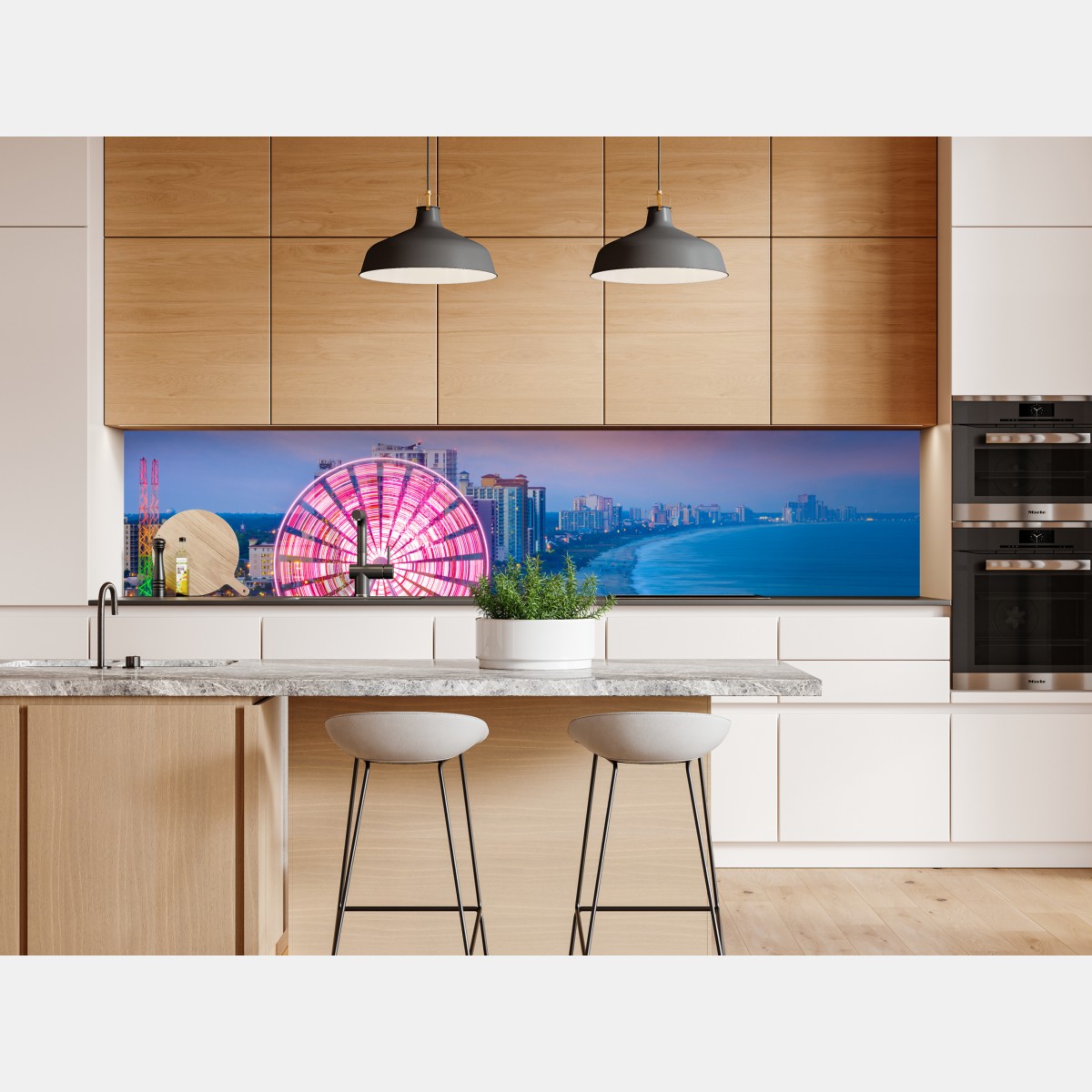 Repositionierbarer Aufkleber Myrtle Beach sonnenuntergang skyline mit riesenrad – Wallnifity® Repositionierbarer Aufkleber Myrtle Beach sonnenuntergang skyline mit riesenrad – Wallnifity®