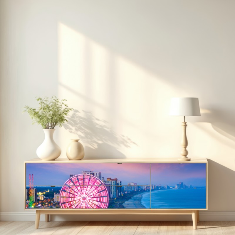 Repositionierbarer Aufkleber Myrtle Beach sonnenuntergang skyline mit riesenrad – Wallnifity® Repositionierbarer Aufkleber Myrtle Beach sonnenuntergang skyline mit riesenrad – Wallnifity®