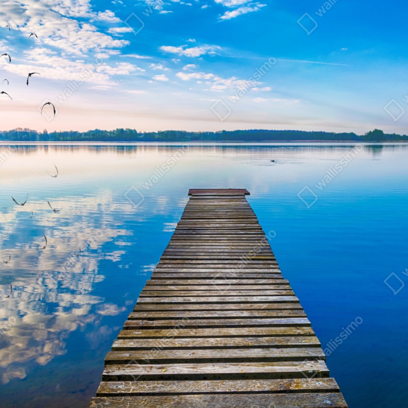 Repositionierbarer Aufkleber ruhiger steg am See Selment Wielki, Masuren – Wallnifity® Repositionierbarer Aufkleber ruhiger steg am See Selment Wielki, Masuren – Wallnifity®