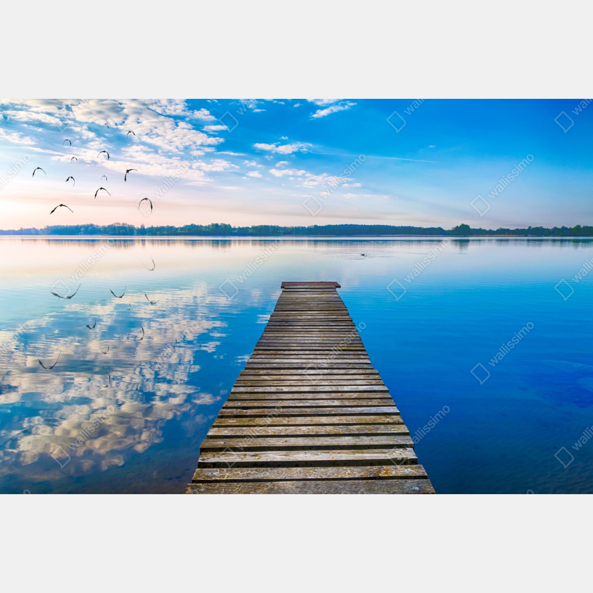 Repositionierbarer Aufkleber ruhiger steg am See Selment Wielki, Masuren – Wallnifity® Repositionierbarer Aufkleber ruhiger steg am See Selment Wielki, Masuren – Wallnifity®