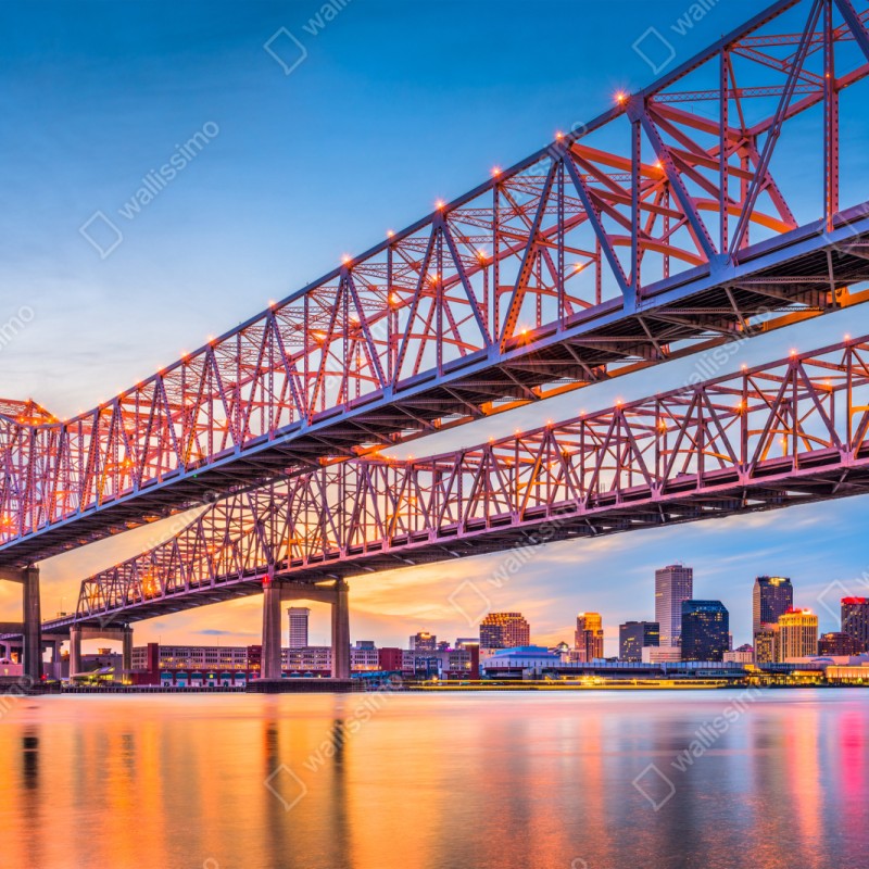 Repositionierbarer Aufkleber Crescent City Connection brücke bei sonnenuntergang, New Orleans – Wallnifity® Repositionierbarer Aufkleber Crescent City Connection brücke bei sonnenuntergang, New Orleans – Wallnifity®