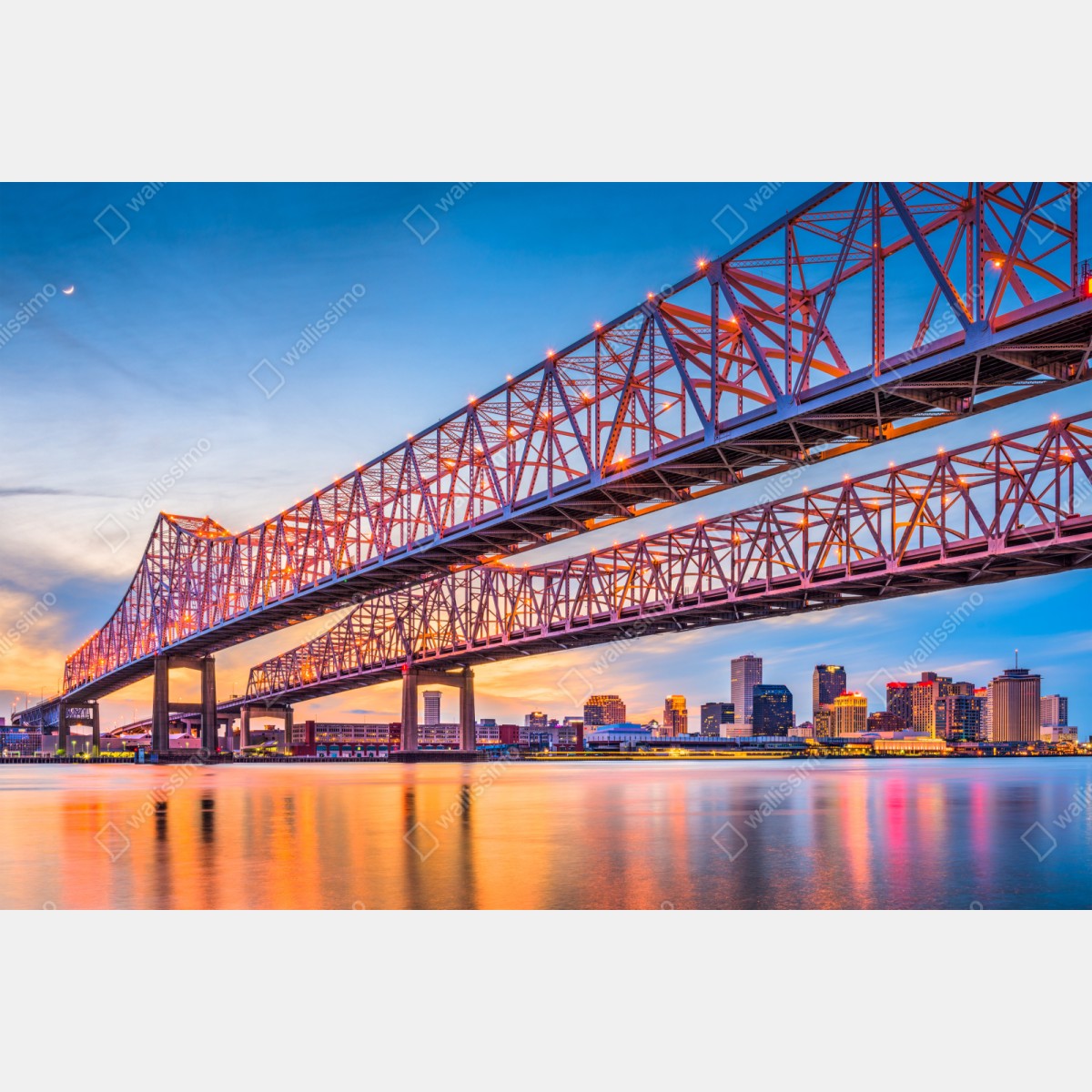 Repositionierbarer Aufkleber Crescent City Connection brücke bei sonnenuntergang, New Orleans – Wallnifity® Repositionierbarer Aufkleber Crescent City Connection brücke bei sonnenuntergang, New Orleans – Wallnifity®
