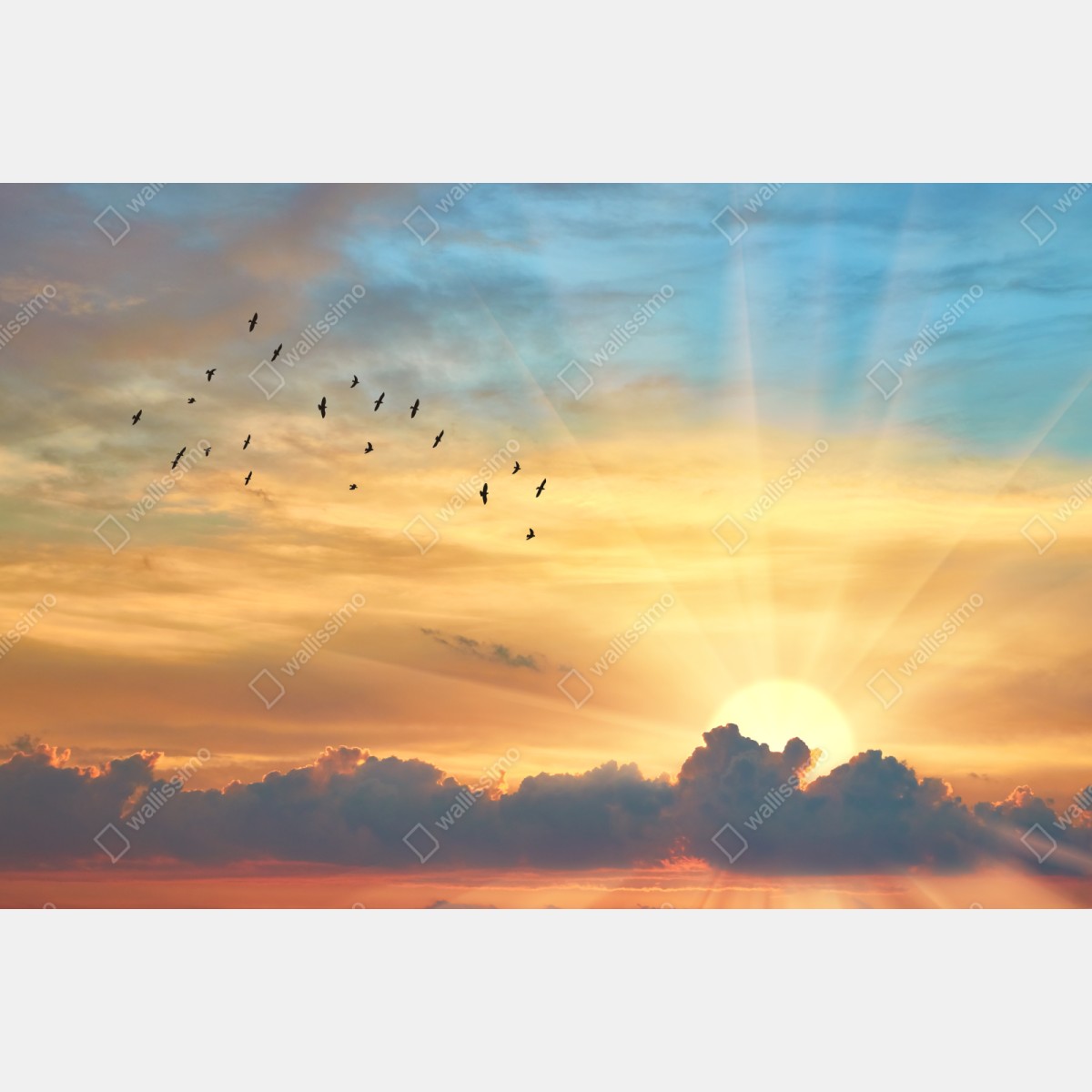 Repositionierbarer Aufkleber goldener sonnenaufgang über den wolken – Wallnifity® Repositionierbarer Aufkleber goldener sonnenaufgang über den wolken – Wallnifity®