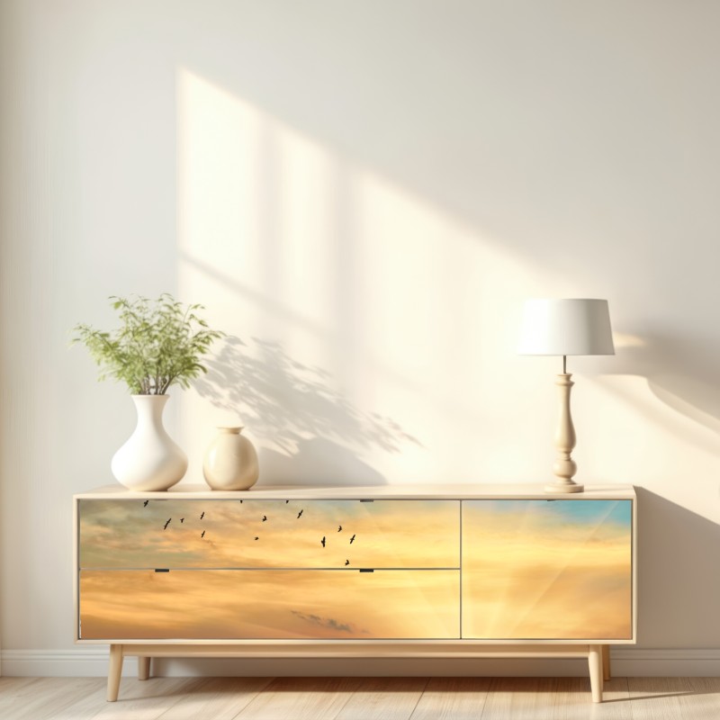Repositionierbarer Aufkleber goldener sonnenaufgang über den wolken – Wallnifity® Repositionierbarer Aufkleber goldener sonnenaufgang über den wolken – Wallnifity®
