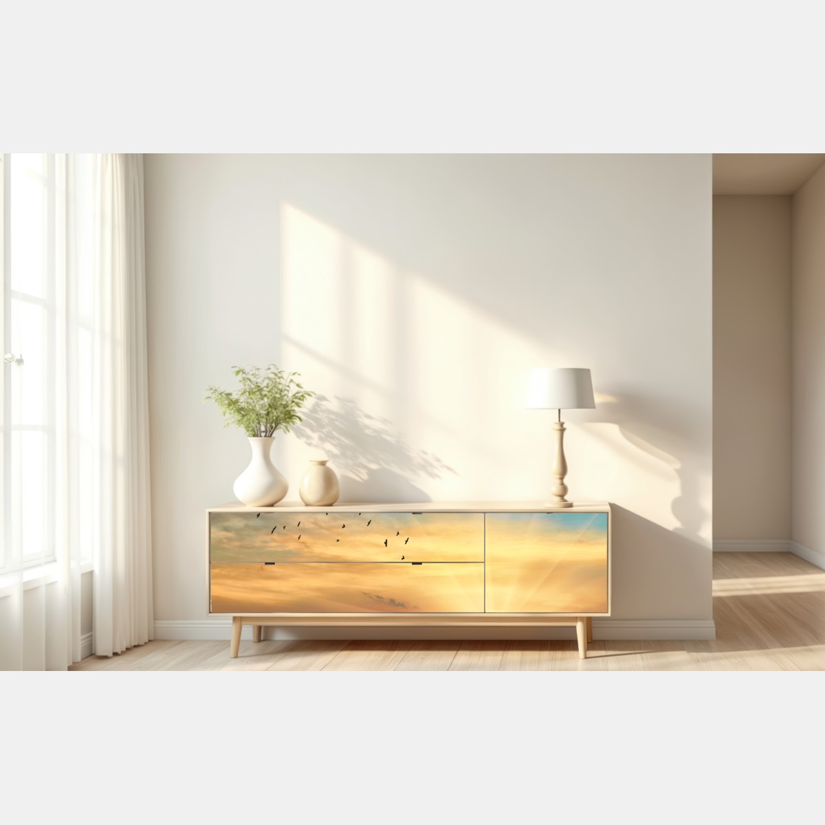 Repositionierbarer Aufkleber goldener sonnenaufgang über den wolken – Wallnifity® Repositionierbarer Aufkleber goldener sonnenaufgang über den wolken – Wallnifity®
