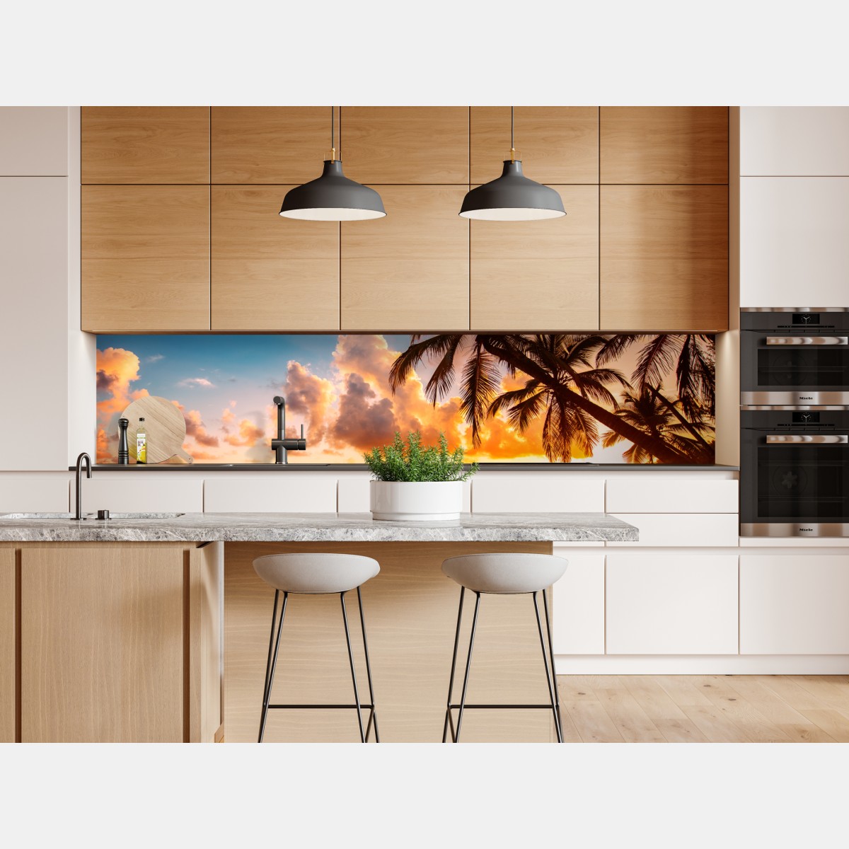 Repositionierbarer Aufkleber tropischer sonnenuntergang mit palmensilhouetten, Dominikanische Republik – Wallnifity® Repositionierbarer Aufkleber tropischer sonnenuntergang mit palmensilhouetten, Dominikanische Republik – Wallnifity®