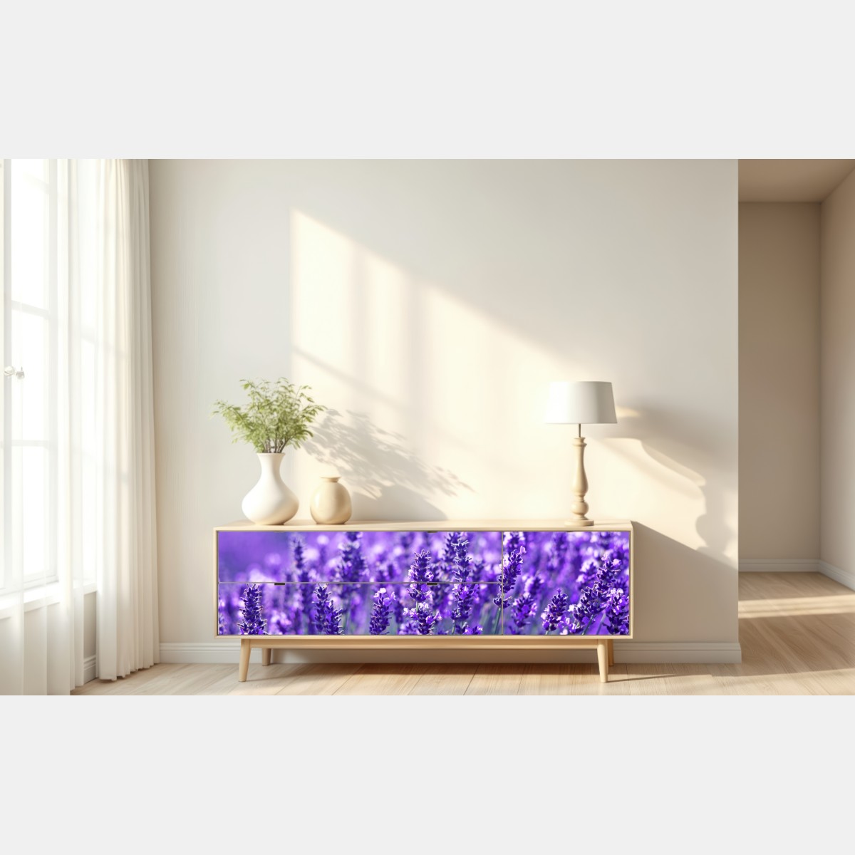 Repositionierbarer Aufkleber lavendelfeld nahaufnahme – Wallnifity® Repositionierbarer Aufkleber lavendelfeld nahaufnahme – Wallnifity®
