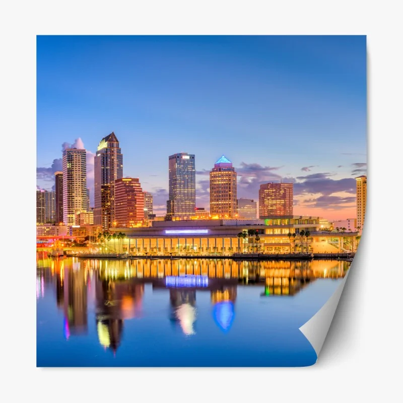 Repositionierbarer Aufkleber Tampa skyline bei dämmerung