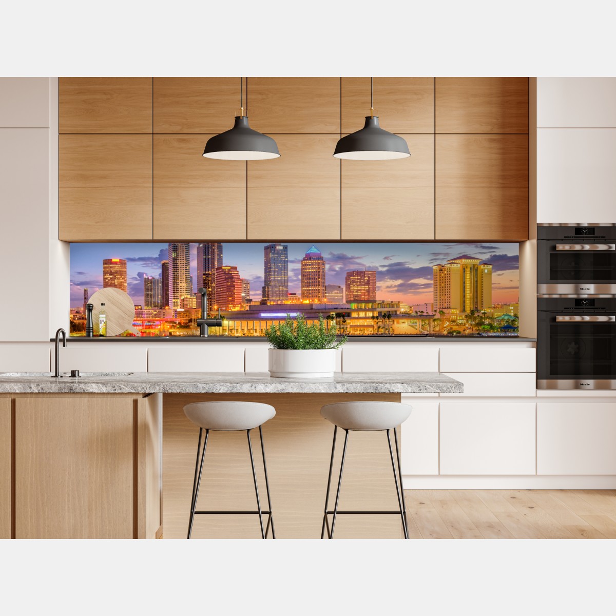 Repositionierbarer Aufkleber Tampa skyline bei dämmerung – Wallnifity® Repositionierbarer Aufkleber Tampa skyline bei dämmerung – Wallnifity®