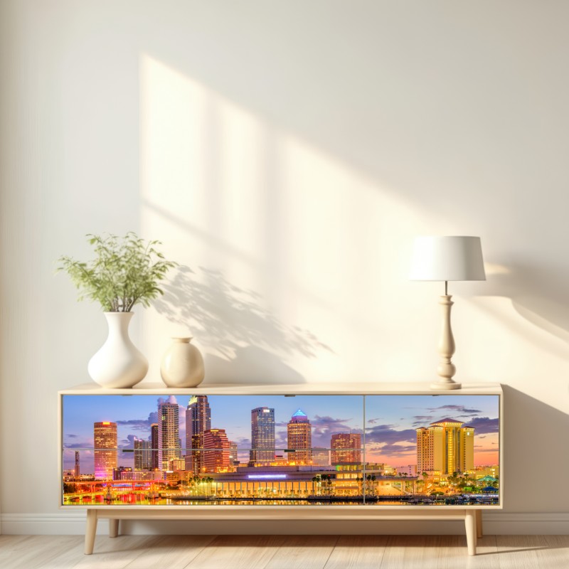 Repositionierbarer Aufkleber Tampa skyline bei dämmerung – Wallnifity® Repositionierbarer Aufkleber Tampa skyline bei dämmerung – Wallnifity®