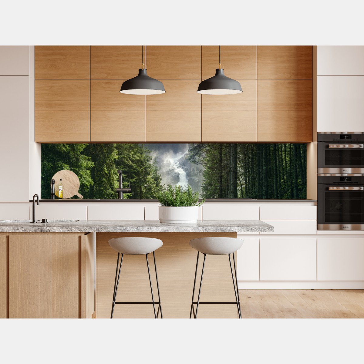 Repositionierbarer Aufkleber Krimml wasserfall im üppigen alpinen wald – Wallnifity® Repositionierbarer Aufkleber Krimml wasserfall im üppigen alpinen wald – Wallnifity®