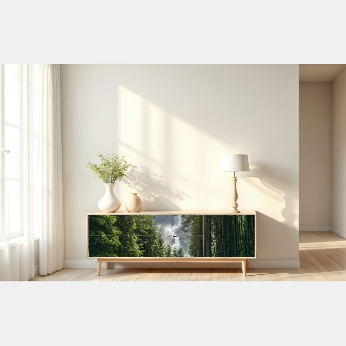 Repositionierbarer Aufkleber Krimml wasserfall im üppigen alpinen wald – Wallnifity® Repositionierbarer Aufkleber Krimml wasserfall im üppigen alpinen wald – Wallnifity®