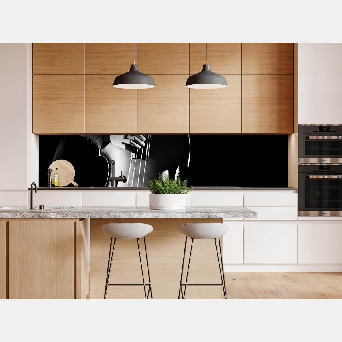 Repositionierbarer Aufkleber kontrabassist im dramatischen licht – Wallnifity® Repositionierbarer Aufkleber kontrabassist im dramatischen licht – Wallnifity®