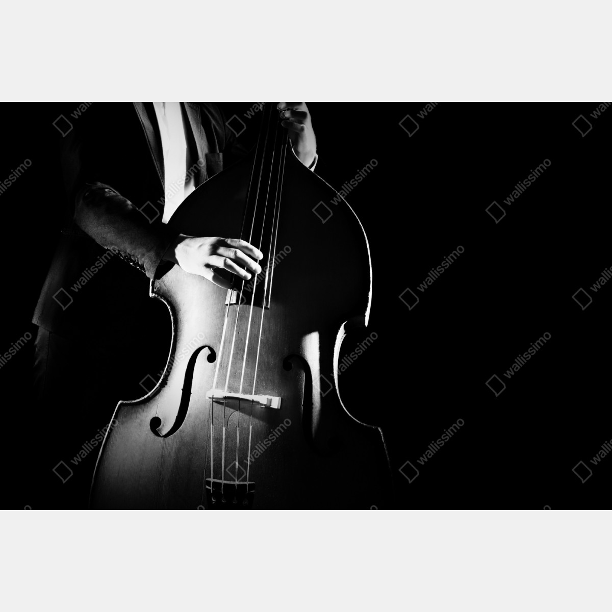 Repositionierbarer Aufkleber kontrabassist im dramatischen licht – Wallnifity® Repositionierbarer Aufkleber kontrabassist im dramatischen licht – Wallnifity®