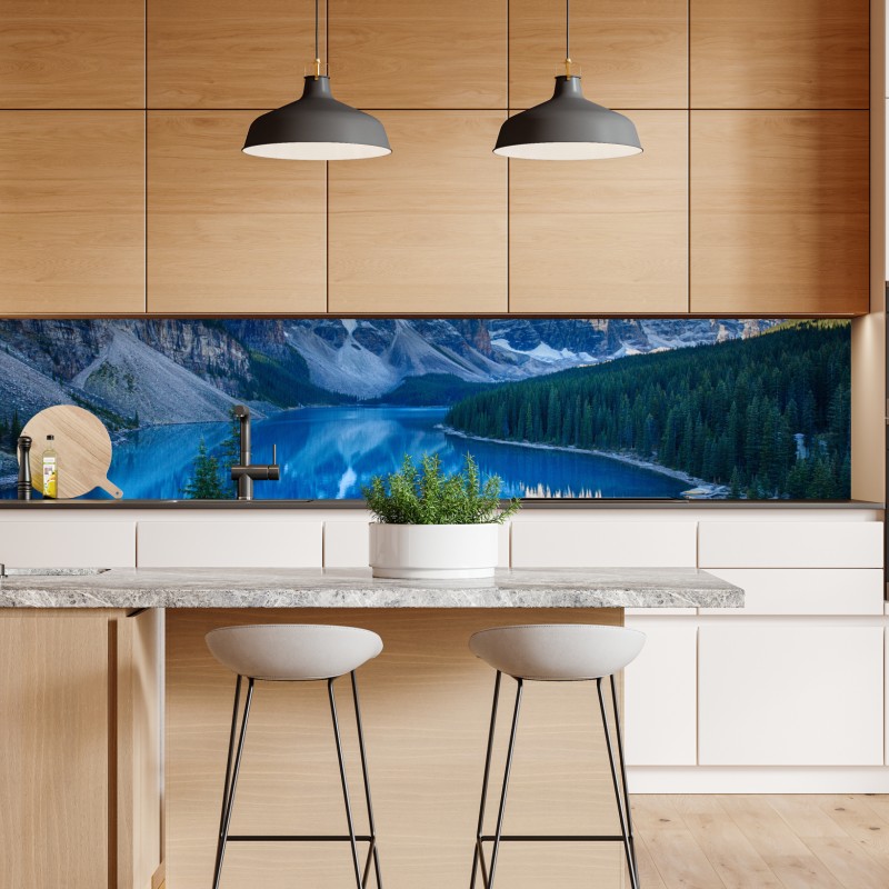Repositionierbarer Aufkleber stadtpanorama über grünem park – Wallnifity®