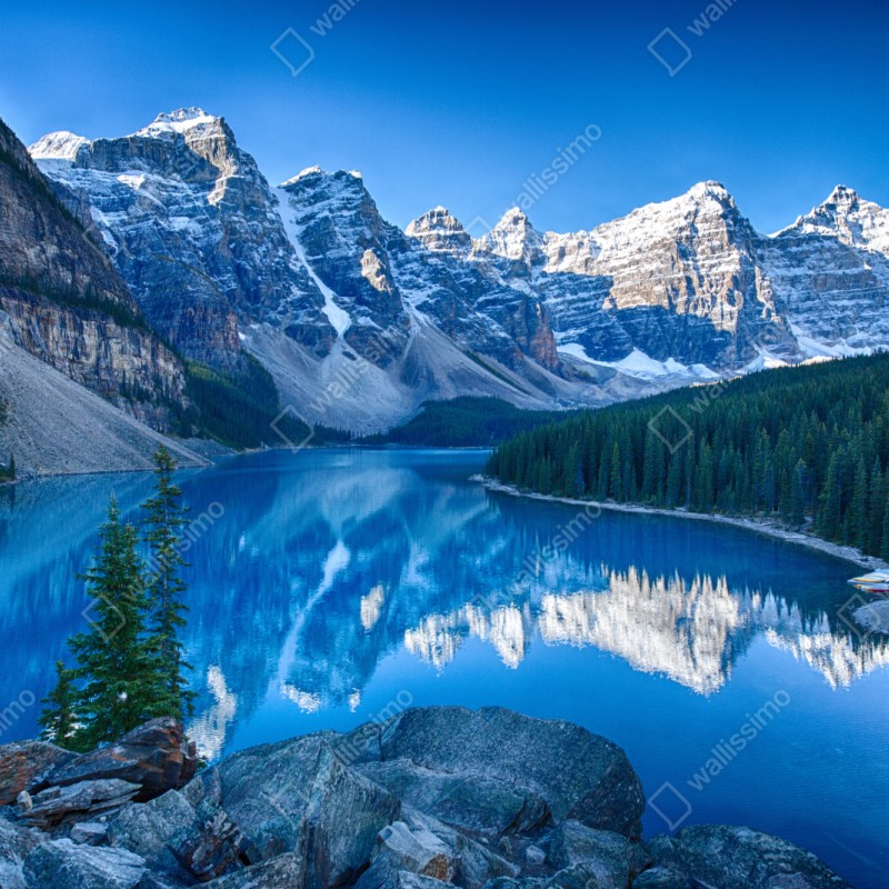 Repositionierbarer Aufkleber ruhiger bergsee mit spiegelung – Wallnifity® Repositionierbarer Aufkleber ruhiger bergsee mit spiegelung – Wallnifity®