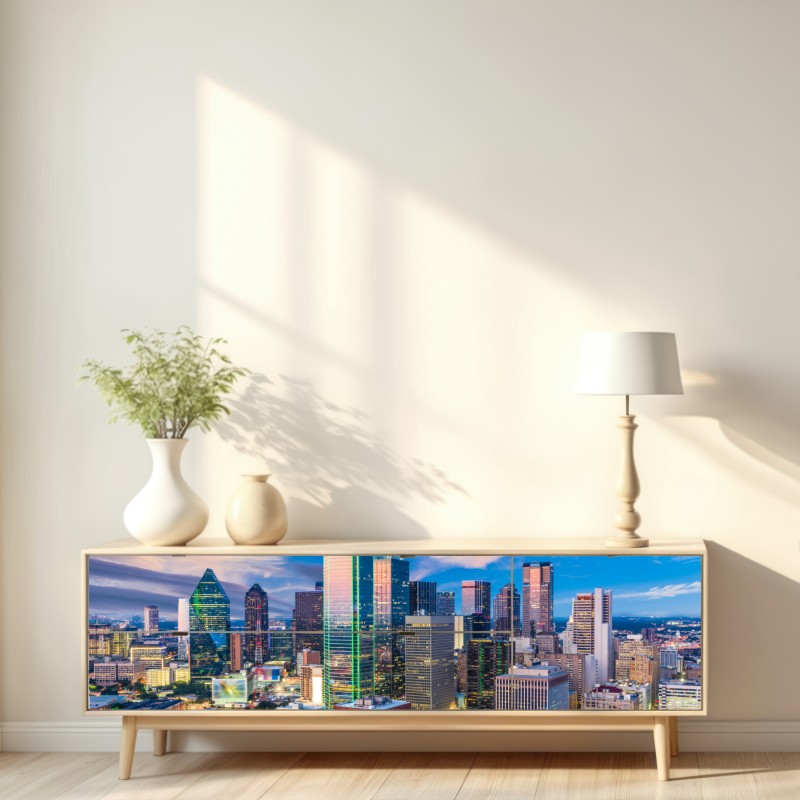 Repositionierbarer Aufkleber Dallas skyline bei sonnenuntergang – Wallnifity® Repositionierbarer Aufkleber Dallas skyline bei sonnenuntergang – Wallnifity®