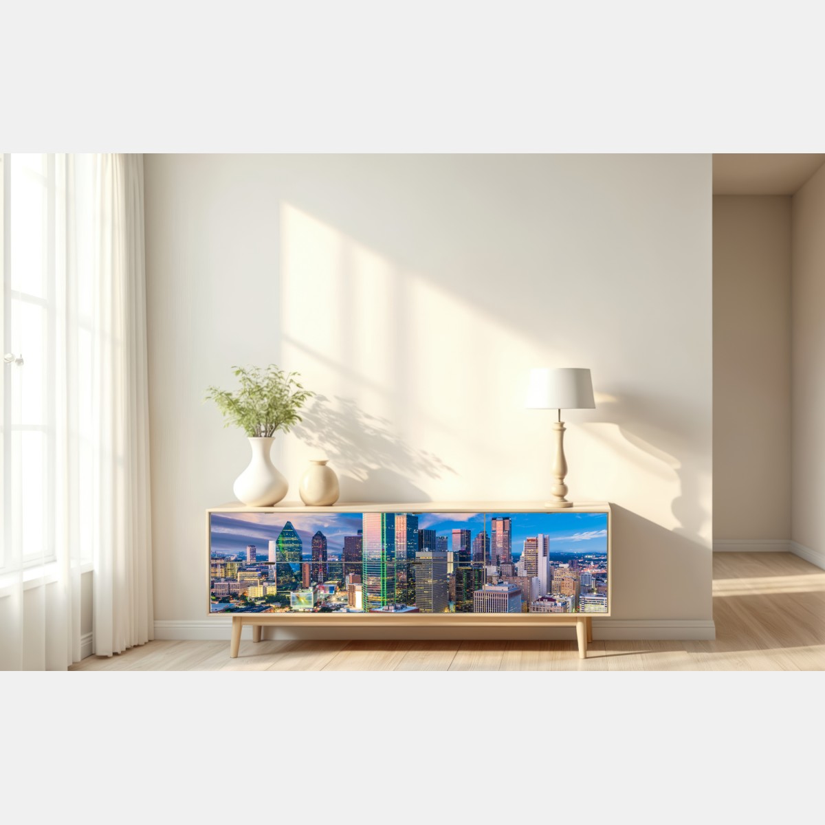 Repositionierbarer Aufkleber Dallas skyline bei sonnenuntergang – Wallnifity® Repositionierbarer Aufkleber Dallas skyline bei sonnenuntergang – Wallnifity®