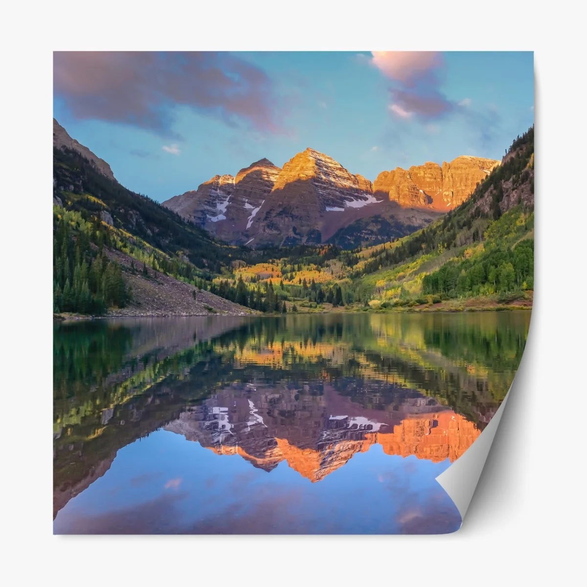 Repositionierbarer Aufkleber sonnenaufgang bei Maroon Bells – Wallnifity® Repositionierbarer Aufkleber sonnenaufgang bei Maroon Bells – Wallnifity®