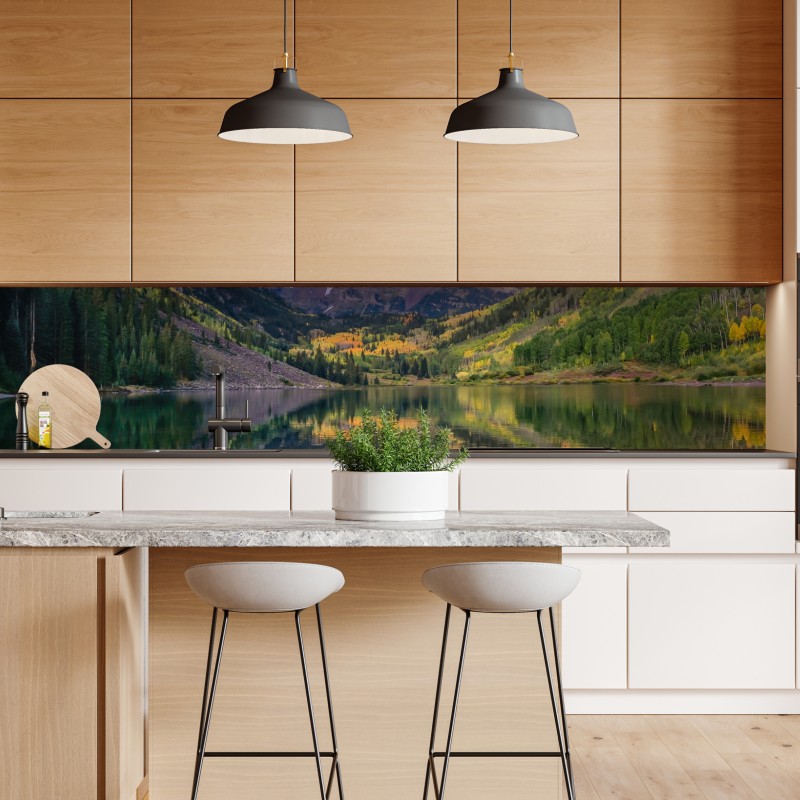 Repositionierbarer Aufkleber einsamer baum am stillen see – Wallnifity®