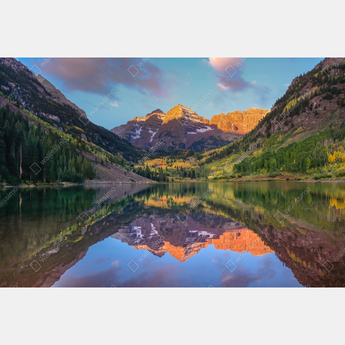 Repositionierbarer Aufkleber sonnenaufgang bei Maroon Bells – Wallnifity® Repositionierbarer Aufkleber sonnenaufgang bei Maroon Bells – Wallnifity®