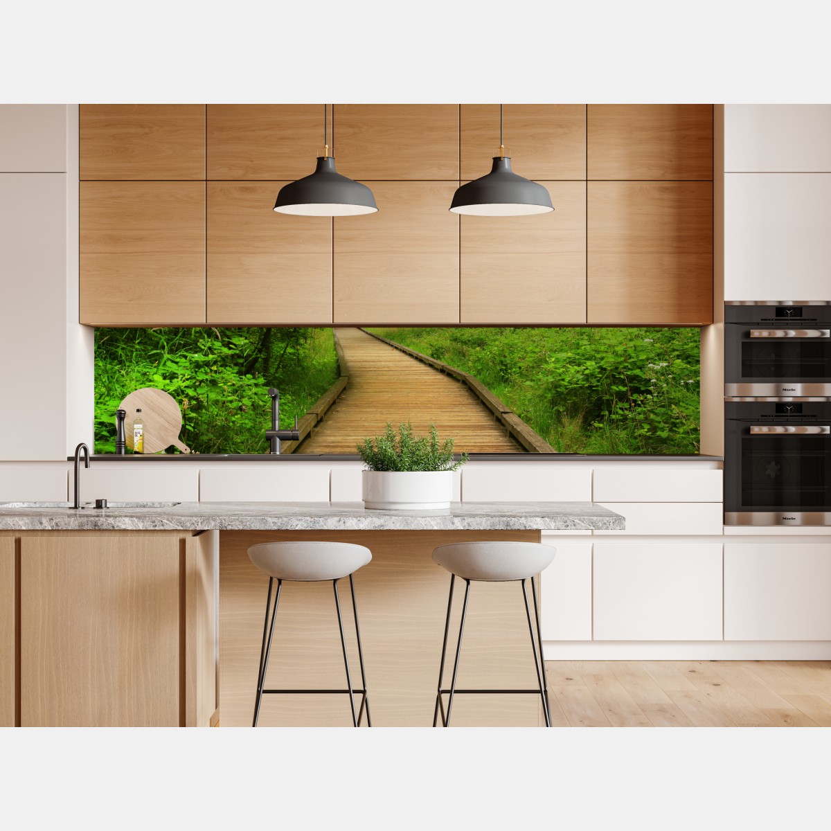 Repositionierbarer Aufkleber ruhiger holzsteg im wald – Wallnifity® Repositionierbarer Aufkleber ruhiger holzsteg im wald – Wallnifity®
