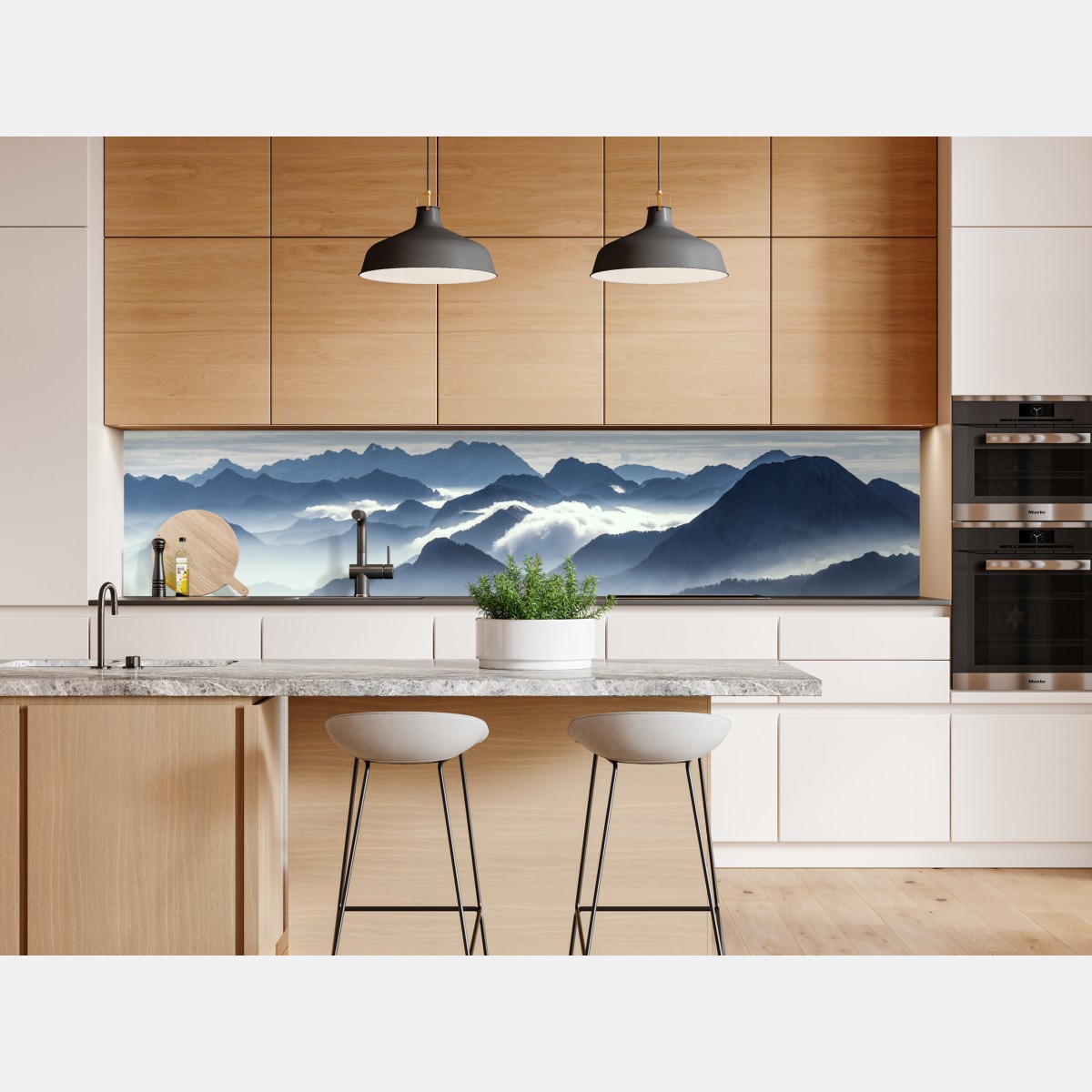 Repositionierbarer Aufkleber neblige bergschichten im morgenlicht – Wallnifity® Repositionierbarer Aufkleber neblige bergschichten im morgenlicht – Wallnifity®