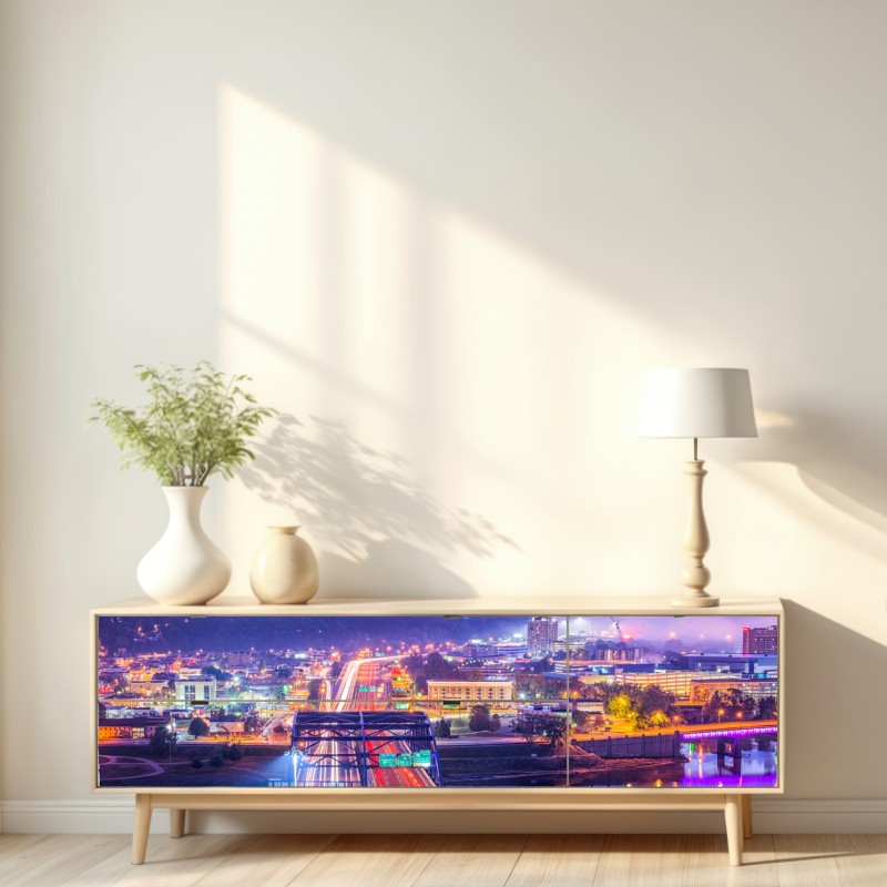 Repositionierbarer Aufkleber Charleston skyline bei dämmerung – Wallnifity® Repositionierbarer Aufkleber Charleston skyline bei dämmerung – Wallnifity®