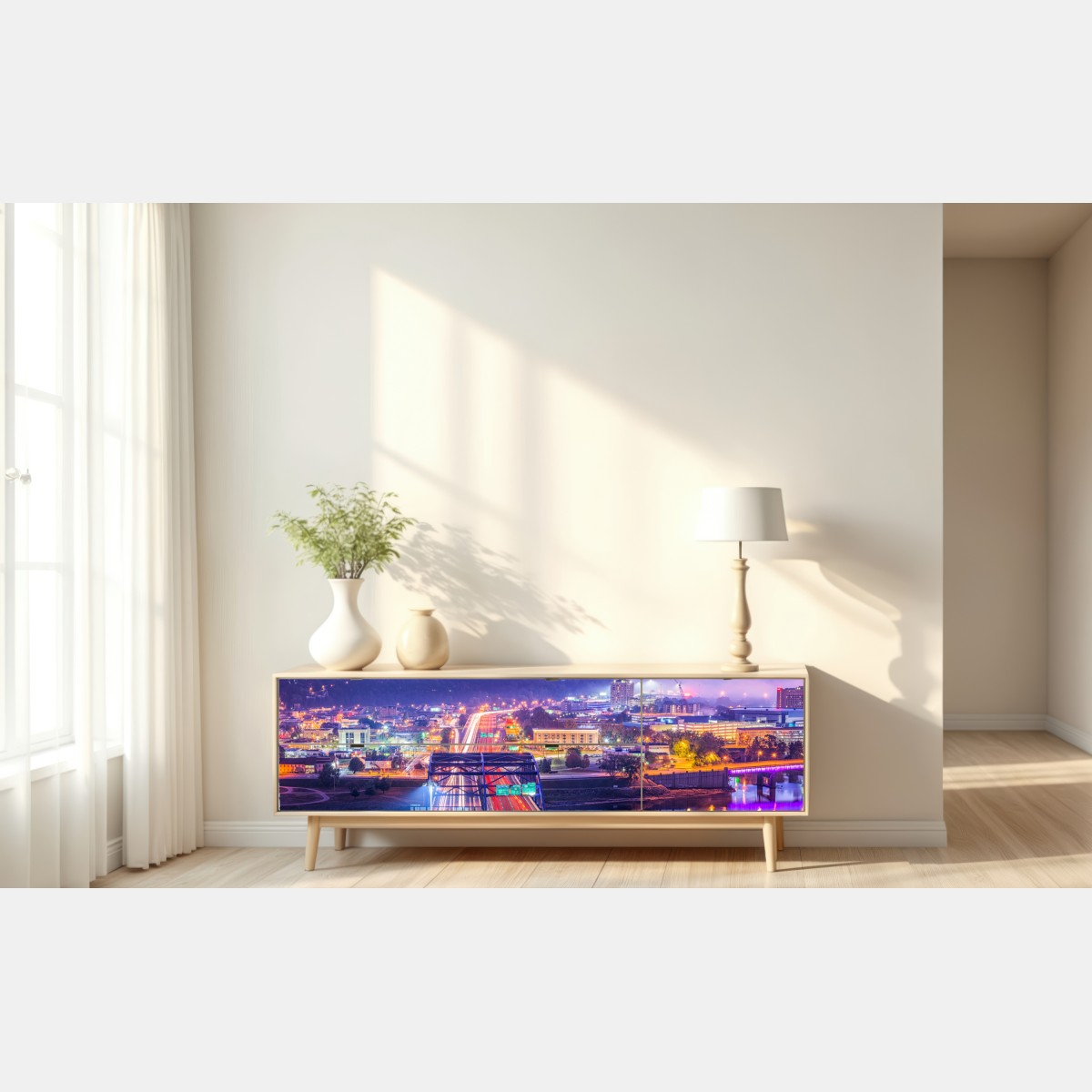 Repositionierbarer Aufkleber Charleston skyline bei dämmerung – Wallnifity® Repositionierbarer Aufkleber Charleston skyline bei dämmerung – Wallnifity®