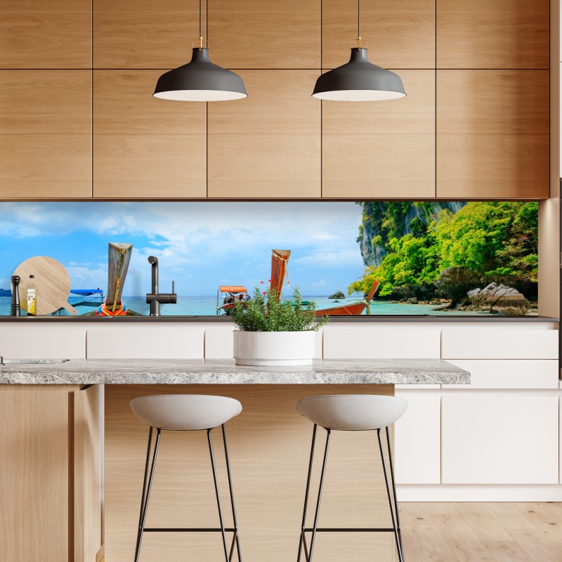 Repositionierbarer Aufkleber spiegelglatter fjord mit bergkulisse – Wallnifity®