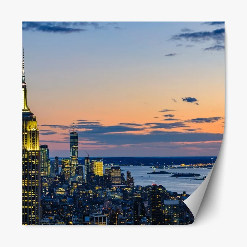 Repositionierbarer Aufkleber New York skyline bei dämmerung