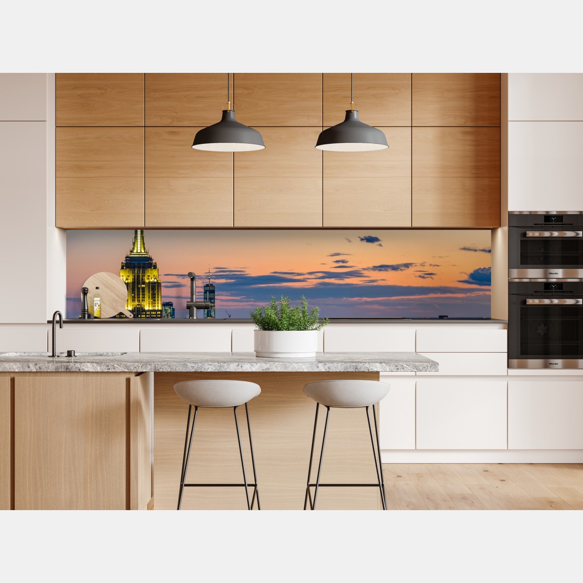 Repositionierbarer Aufkleber New York skyline bei dämmerung – Wallnifity® Repositionierbarer Aufkleber New York skyline bei dämmerung – Wallnifity®