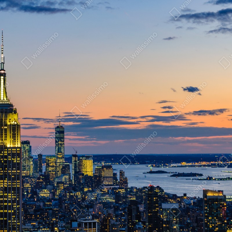 Repositionierbarer Aufkleber New York skyline bei dämmerung – Wallnifity® Repositionierbarer Aufkleber New York skyline bei dämmerung – Wallnifity®