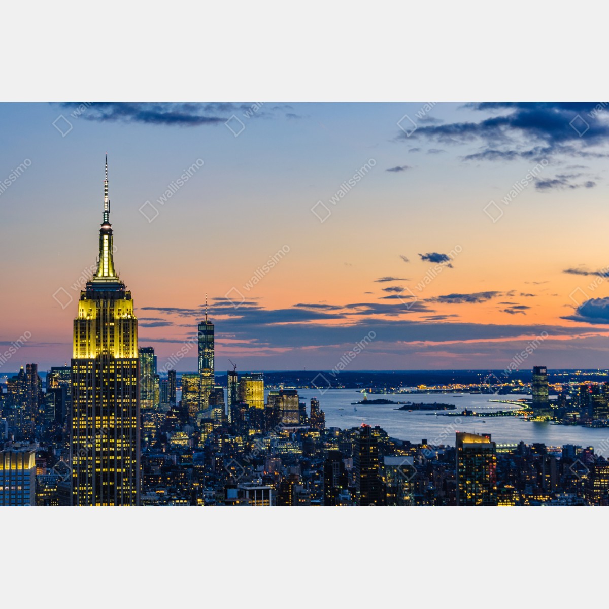 Repositionierbarer Aufkleber New York skyline bei dämmerung – Wallnifity® Repositionierbarer Aufkleber New York skyline bei dämmerung – Wallnifity®