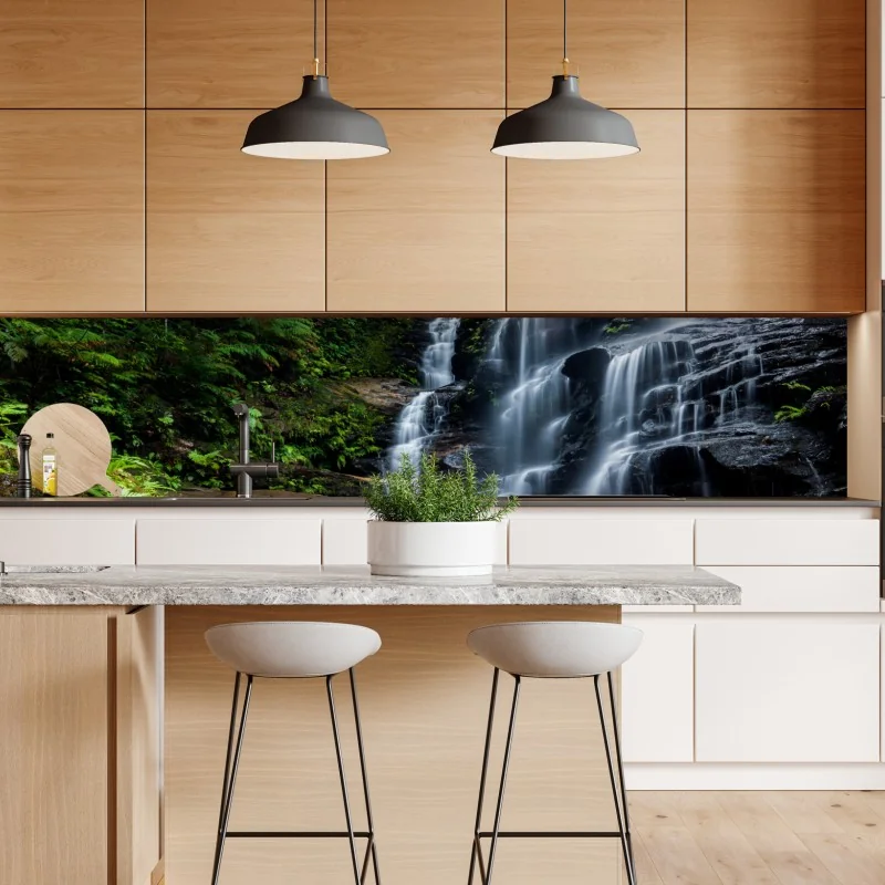 Repositionierbarer Aufkleber ruhiger wasserfall im wald – Wallnifity® Repositionierbarer Aufkleber ruhiger wasserfall im wald – Wallnifity®