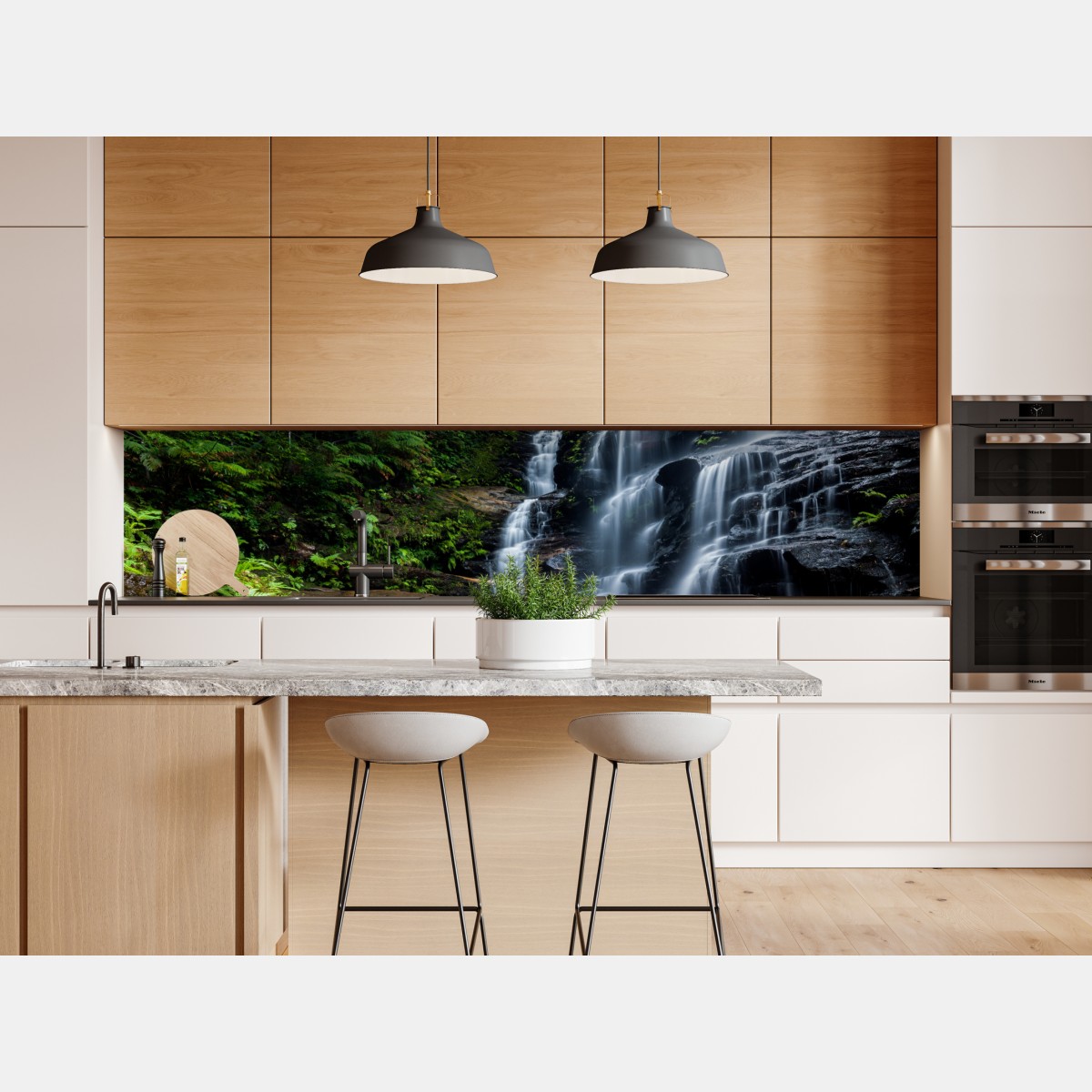 Repositionierbarer Aufkleber ruhiger wasserfall im wald – Wallnifity® Repositionierbarer Aufkleber ruhiger wasserfall im wald – Wallnifity®