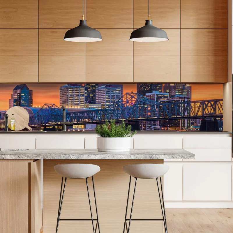 Repositionierbarer Aufkleber Louisville skyline bei sonnenuntergang – Wallnifity® Repositionierbarer Aufkleber Louisville skyline bei sonnenuntergang – Wallnifity®