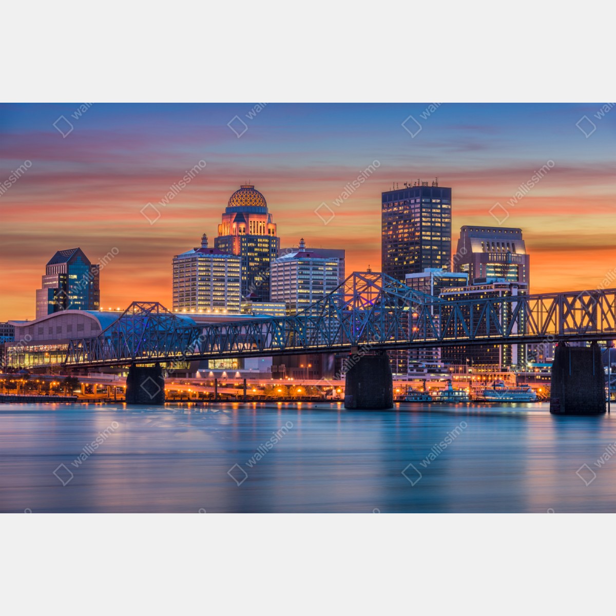 Repositionierbarer Aufkleber Louisville skyline bei sonnenuntergang – Wallnifity® Repositionierbarer Aufkleber Louisville skyline bei sonnenuntergang – Wallnifity®