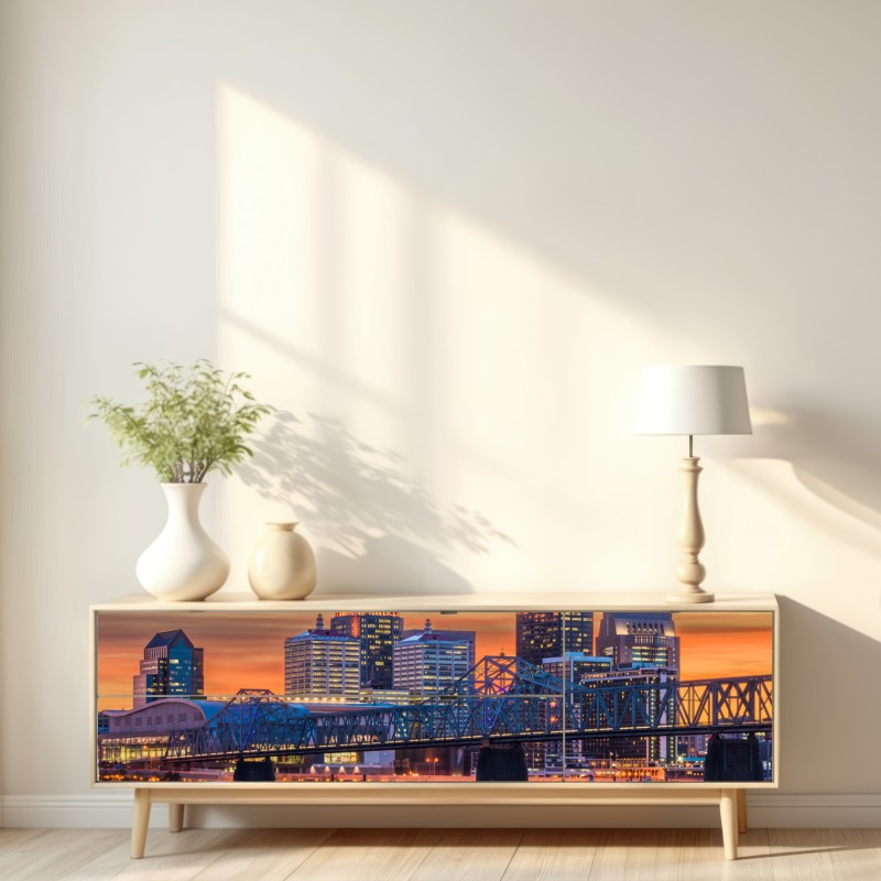 Repositionierbarer Aufkleber Louisville skyline bei sonnenuntergang – Wallnifity® Repositionierbarer Aufkleber Louisville skyline bei sonnenuntergang – Wallnifity®