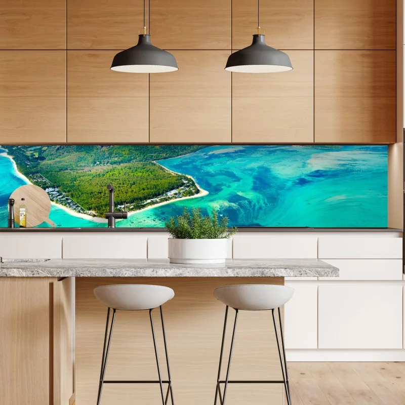 Repositionierbarer Aufkleber leuchtende heliconia auf tropischen blättern – Wallnifity®