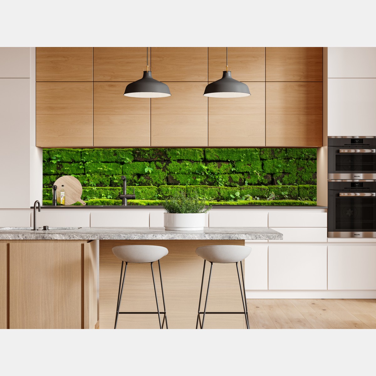 Repositionierbarer Aufkleber üppige moosbedeckte ziegelwand – Wallnifity® Repositionierbarer Aufkleber üppige moosbedeckte ziegelwand – Wallnifity®
