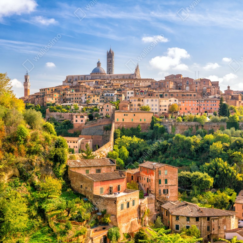 Repositionierbarer Aufkleber Siena stadtpanorama, Italien – Wallnifity® Repositionierbarer Aufkleber Siena stadtpanorama, Italien – Wallnifity®