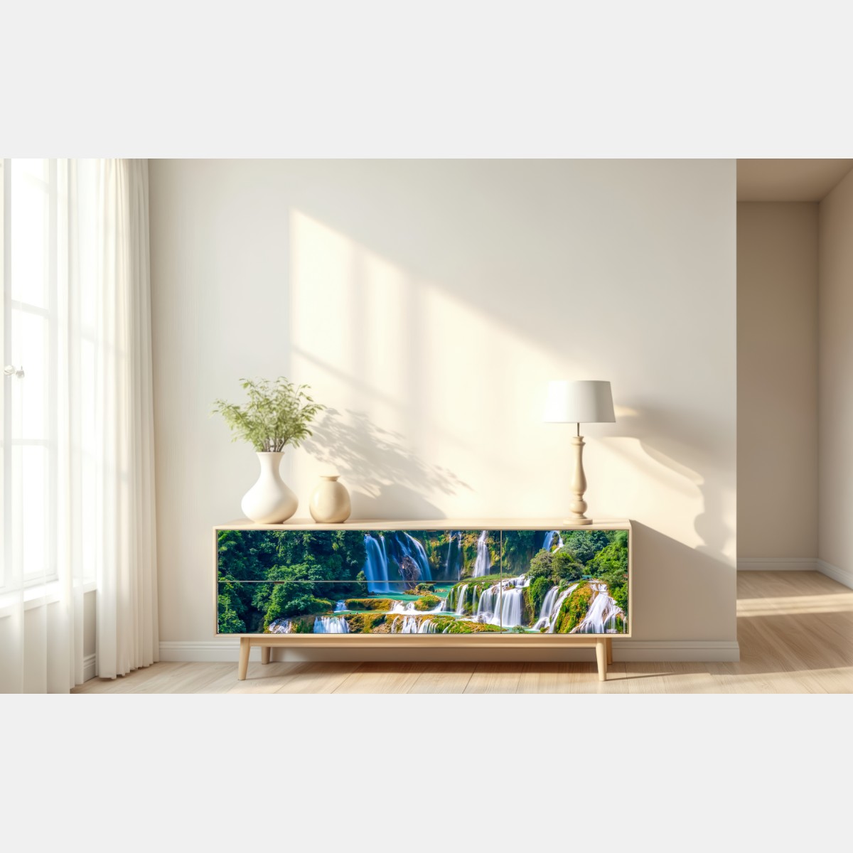 Repositionierbarer Aufkleber smaragdgrüne kaskaden – Wallnifity® Repositionierbarer Aufkleber smaragdgrüne kaskaden – Wallnifity®