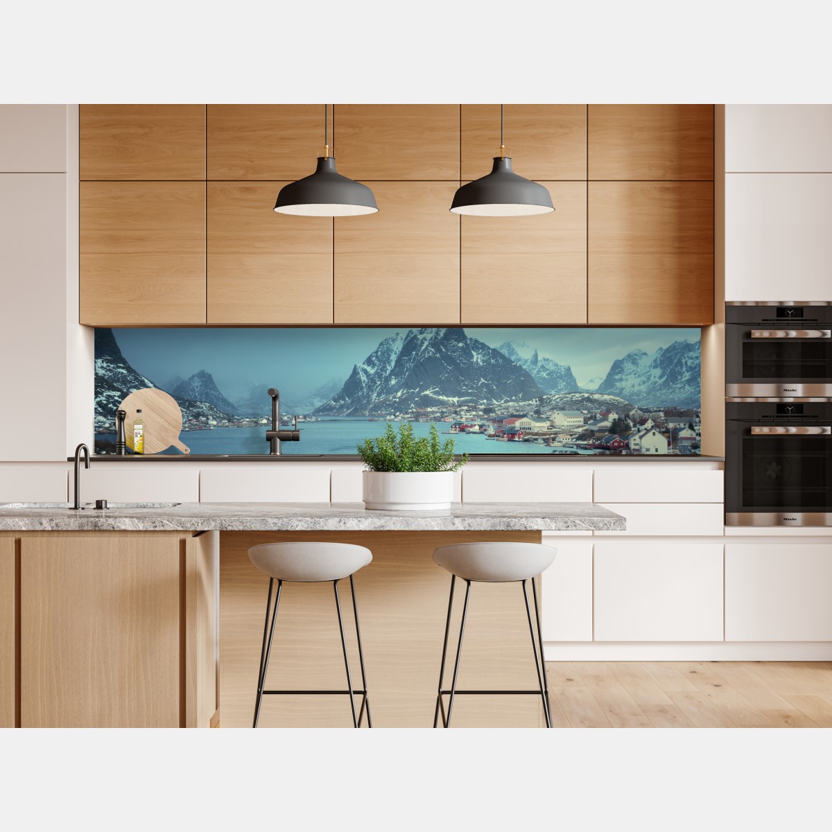 Repositionierbarer Aufkleber Reine winterlicher fjord in den Lofoten – Wallnifity® Repositionierbarer Aufkleber Reine winterlicher fjord in den Lofoten – Wallnifity®