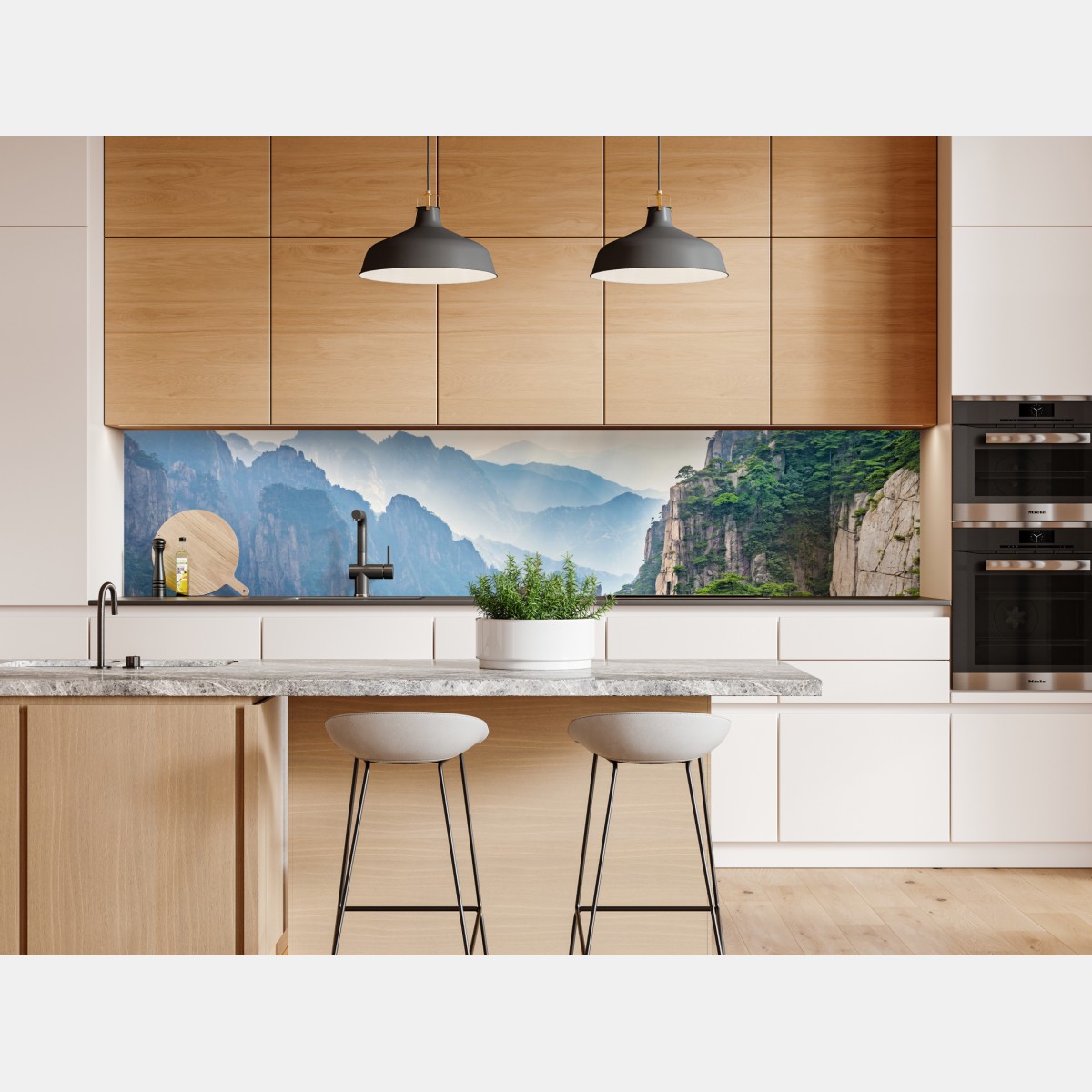 Repositionierbarer Aufkleber neblige bergklippen mit sonnenstrahlen – Wallnifity® Repositionierbarer Aufkleber neblige bergklippen mit sonnenstrahlen – Wallnifity®