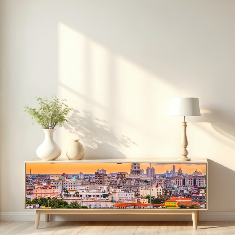 Repositionierbarer Aufkleber Havanna skyline bei sonnenuntergang – Wallnifity® Repositionierbarer Aufkleber Havanna skyline bei sonnenuntergang – Wallnifity®