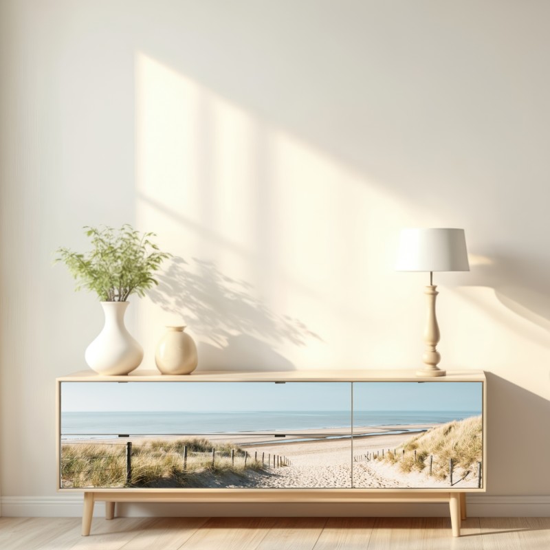 Repositionierbarer Aufkleber sanddünen und ruhige Nordsee bei Noordwijk – Wallnifity® Repositionierbarer Aufkleber sanddünen und ruhige Nordsee bei Noordwijk – Wallnifity®