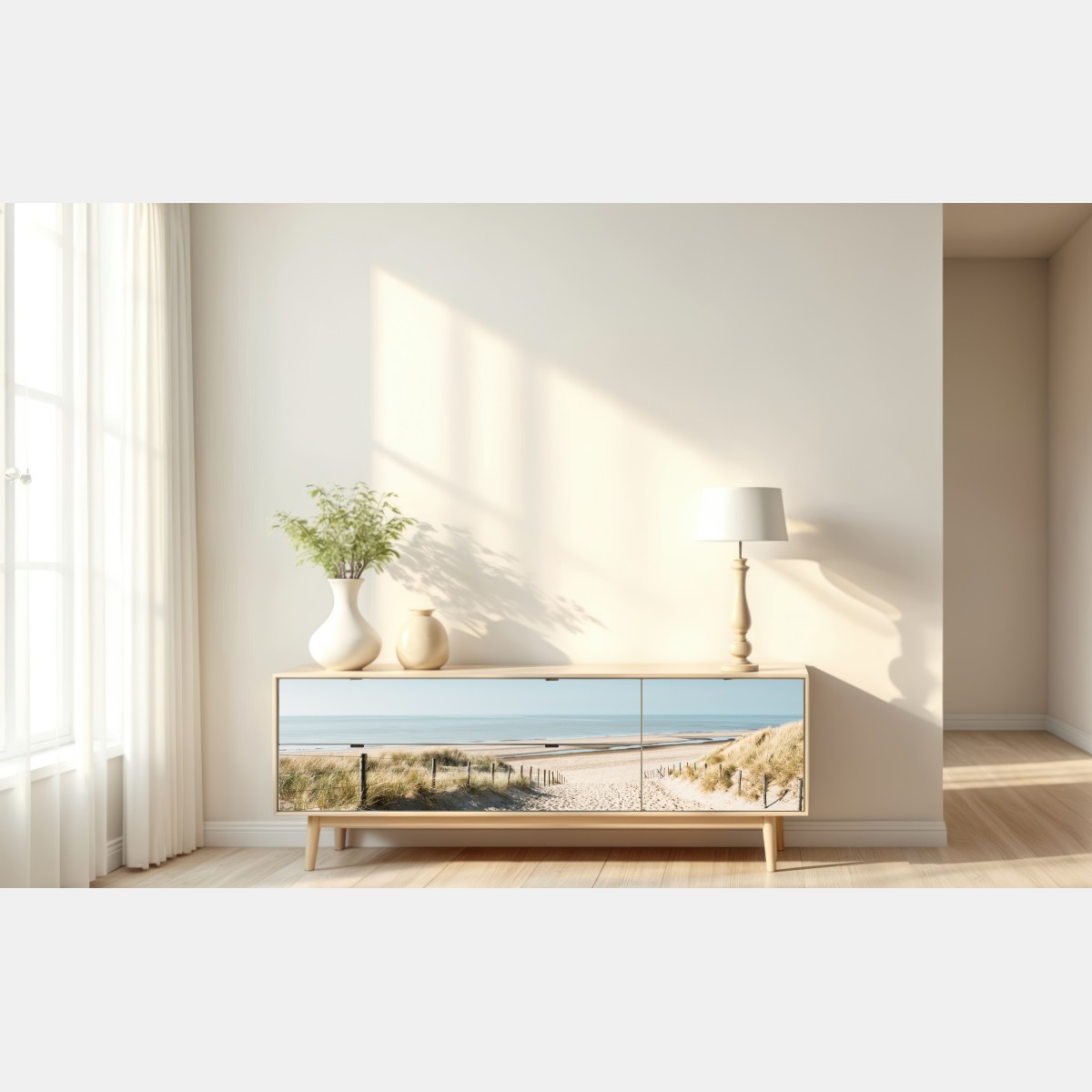 Repositionierbarer Aufkleber sanddünen und ruhige Nordsee bei Noordwijk – Wallnifity® Repositionierbarer Aufkleber sanddünen und ruhige Nordsee bei Noordwijk – Wallnifity®