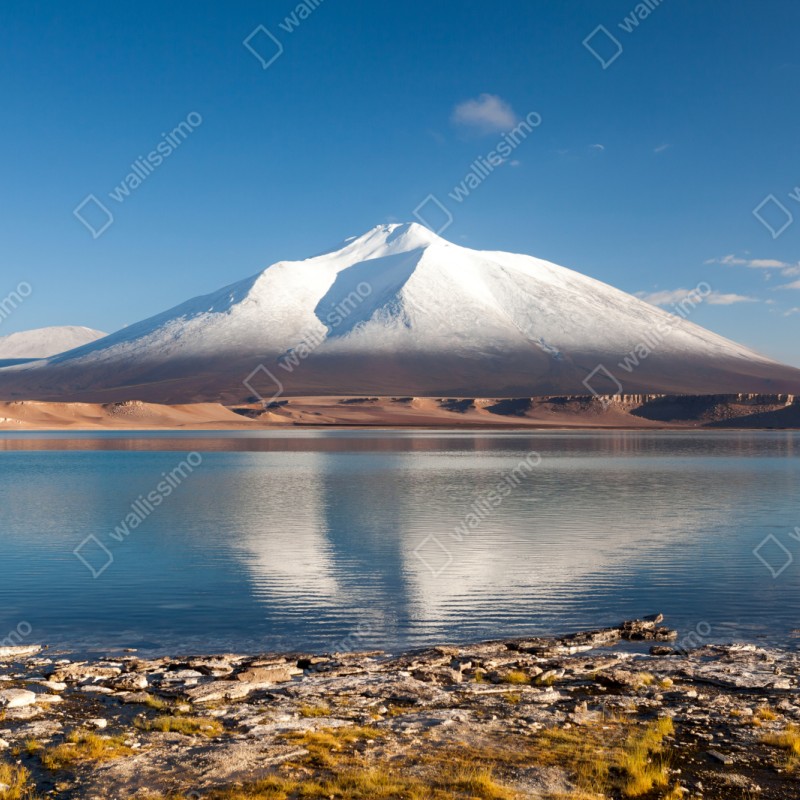 Repositionierbarer Aufkleber Laguna Verde spiegelung in Atacama – Wallnifity® Repositionierbarer Aufkleber Laguna Verde spiegelung in Atacama – Wallnifity®