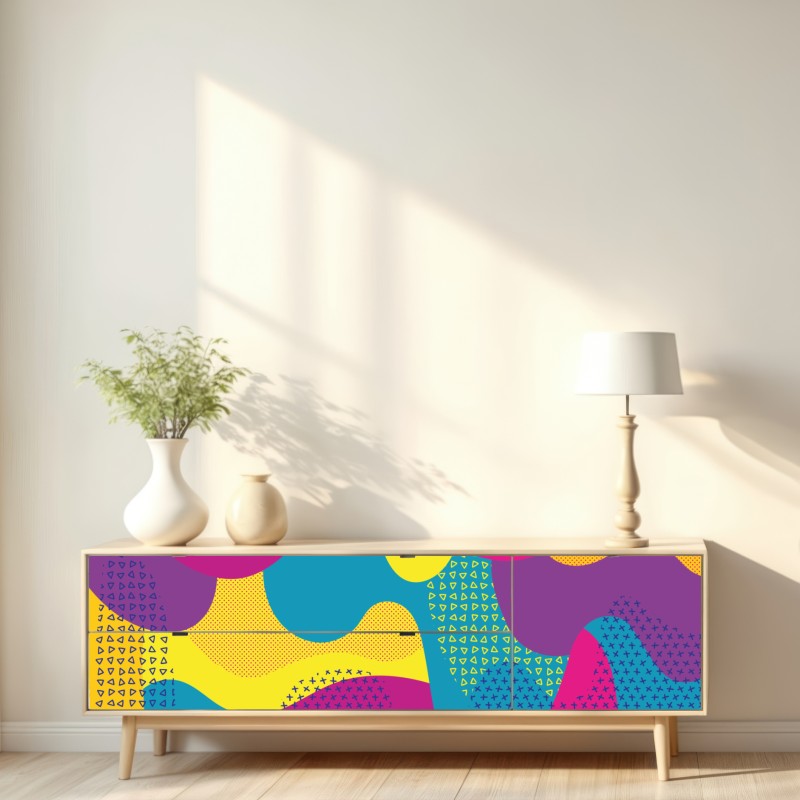Repositionierbarer Aufkleber leuchtendes abstraktes wellenmuster – Wallnifity® Repositionierbarer Aufkleber leuchtendes abstraktes wellenmuster – Wallnifity®